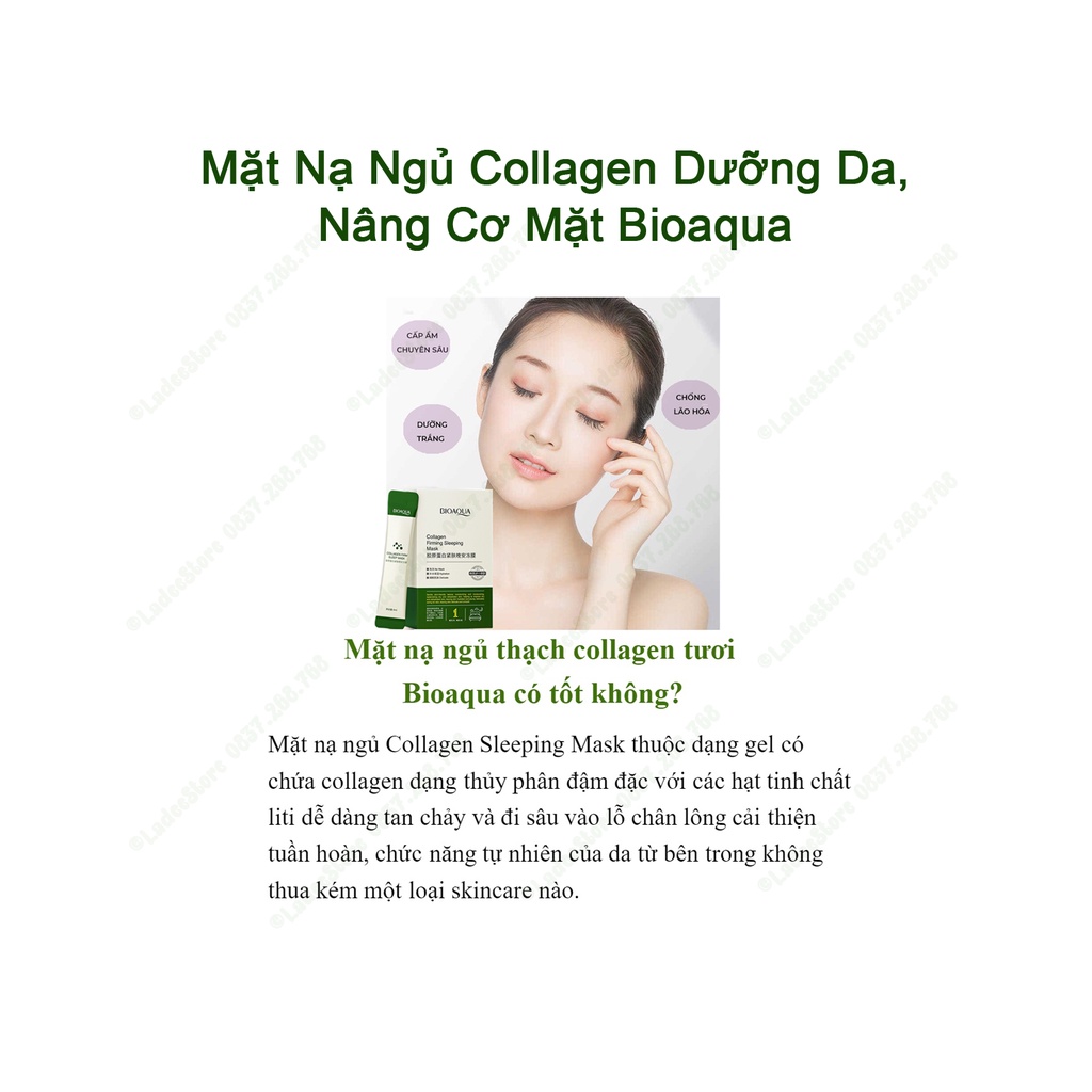 Mặt Nạ Ngủ Mặt Nạ Collagen Nâng Cơ Căng Bóng Dưỡng Trắng Da Hộp 20 Gói