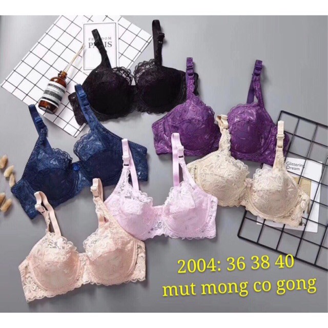 Áo Lót Ren Mềm Đệm Mỏng, Có Gọng Cao Cấp - Áo Lót Ren 2004 Siêu Đẹp Có Gọng Không Đệm giá rẻ tốt