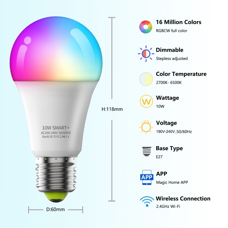 Bóng Đèn Led Thông Minh Điều Khiển Từ Xa Kết Nối Wifi Tiện Dụng