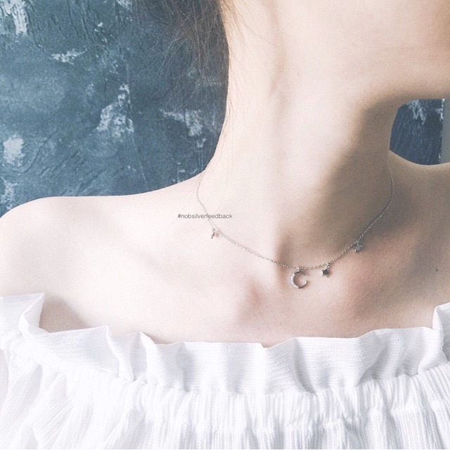 Dây chuyền trăng sao dáng choker - Trang sức bạc Nobsilver