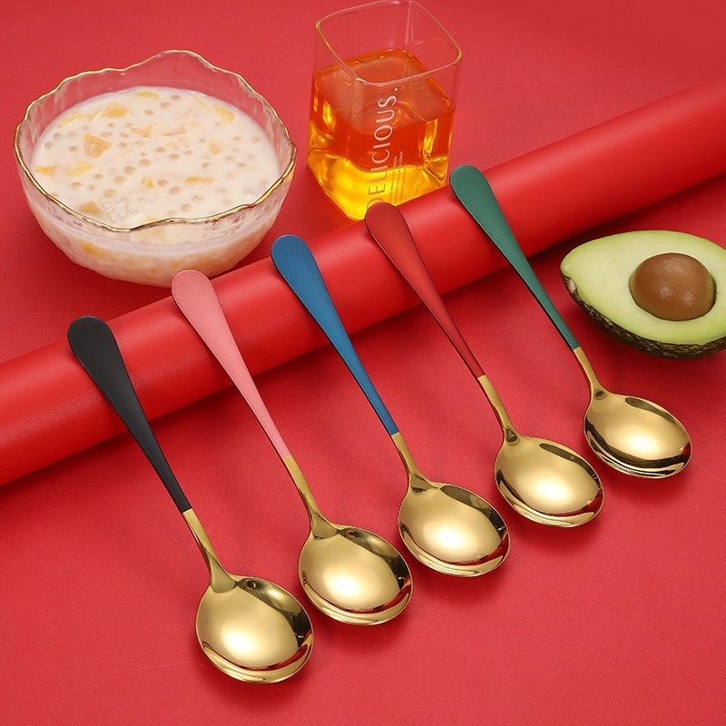 Thìa múc canh bằng thép không gỉ màu vàng sang trọng