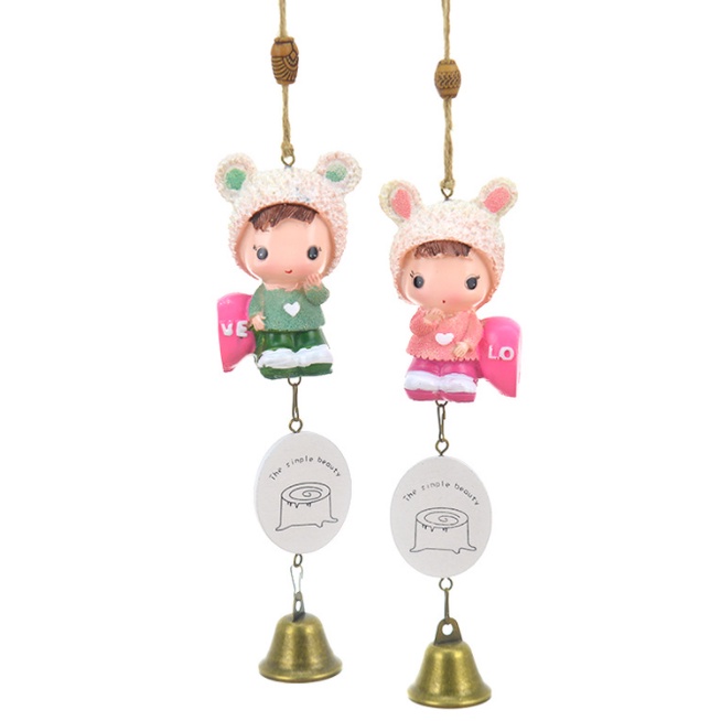 Chuông gió CẶP ĐÔI NÓN GẤU trang trí siêu dễ thương