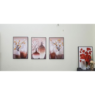 Tranh canvas,tranh bộ 3 bức bình hoa