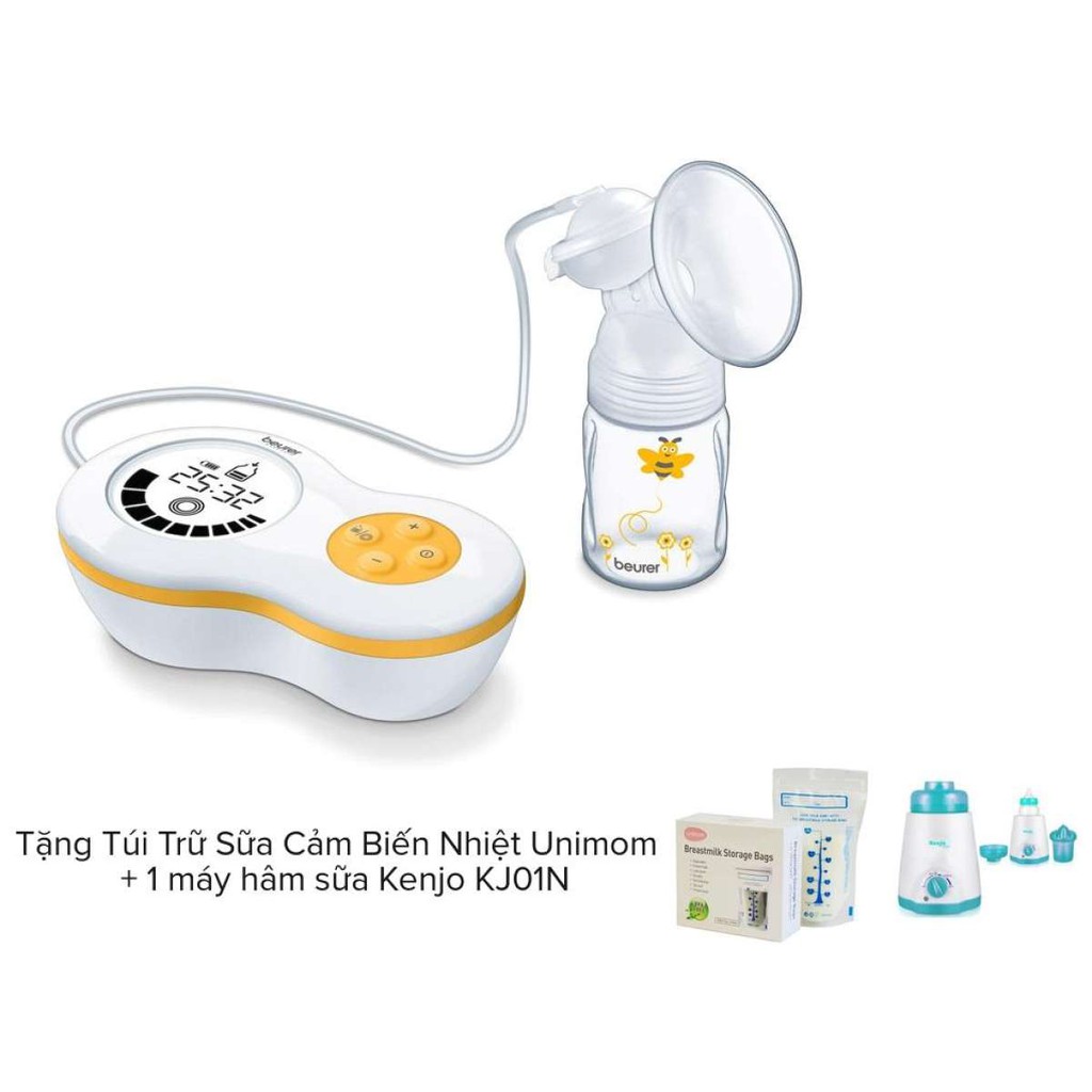 Máy hút sữa Beurer BY40 + Tặng 1 máy hâm sữa Kenjo KJ01N + 30 Túi Trữ Sữa Cảm Biến Nhiệt Unimom