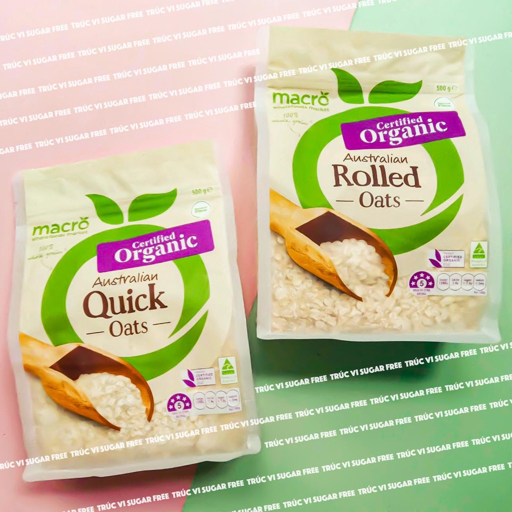 Yến mạch Hữu Cơ Macro Organic,500g( gymer, eat clean, không đường)