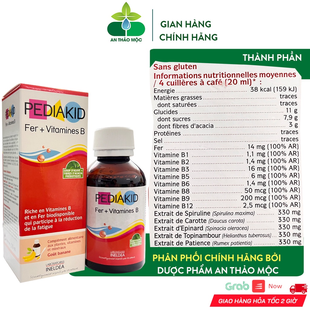 Bổ Sung Sắt Vitamin Nhóm B PEDIAKID Fer + Vitamines B Cho Trẻ Nhỏ Phát Triển Toàn Diện