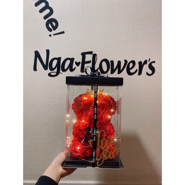 [ Quà Tặng] Gấu Hoa 30cm Kèm phụ kiện