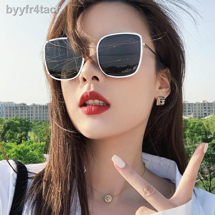 Kính râm GM Phụ nữ 2021 phân cực hợp thời trang mới Mặt tròn to Mỏng Gọng trắng chống tia tím