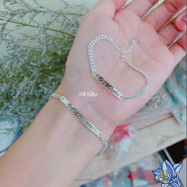 Vòng bạc trẻ em khắc chữ theo tên