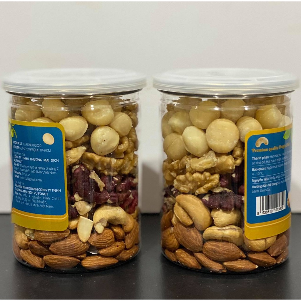 Mixed Nuts 5 loại hạt dinh dưỡng macca, óc chó vàng, hạt điều, óc chó đỏ và hạnh nhân đã tách vỏ (hũ 250gr)