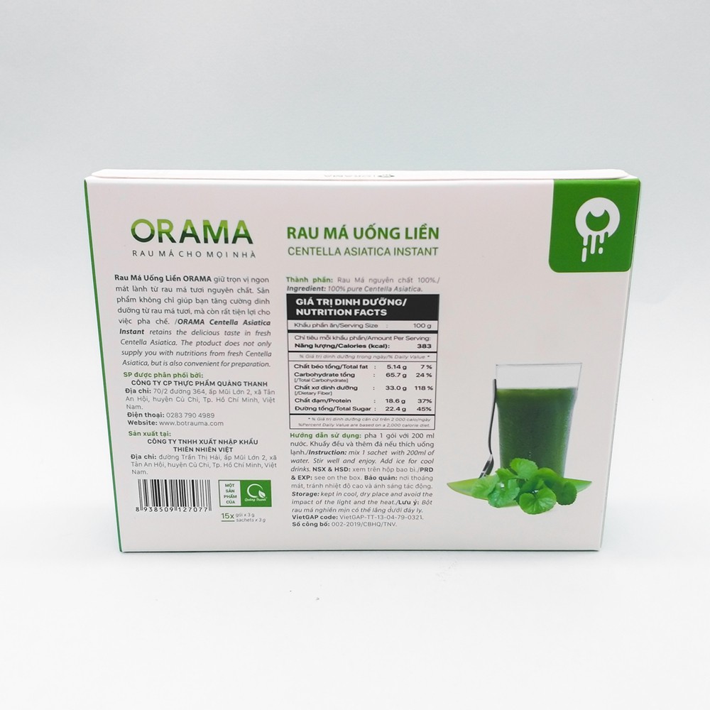 Rau Má Uống Liền Nguyên Chất Không Đường Quảng Thanh (Hộp 15 gói x 3g) detox thanh lọc cơ thể, mát gan, làm đẹp da | BigBuy360 - bigbuy360.vn