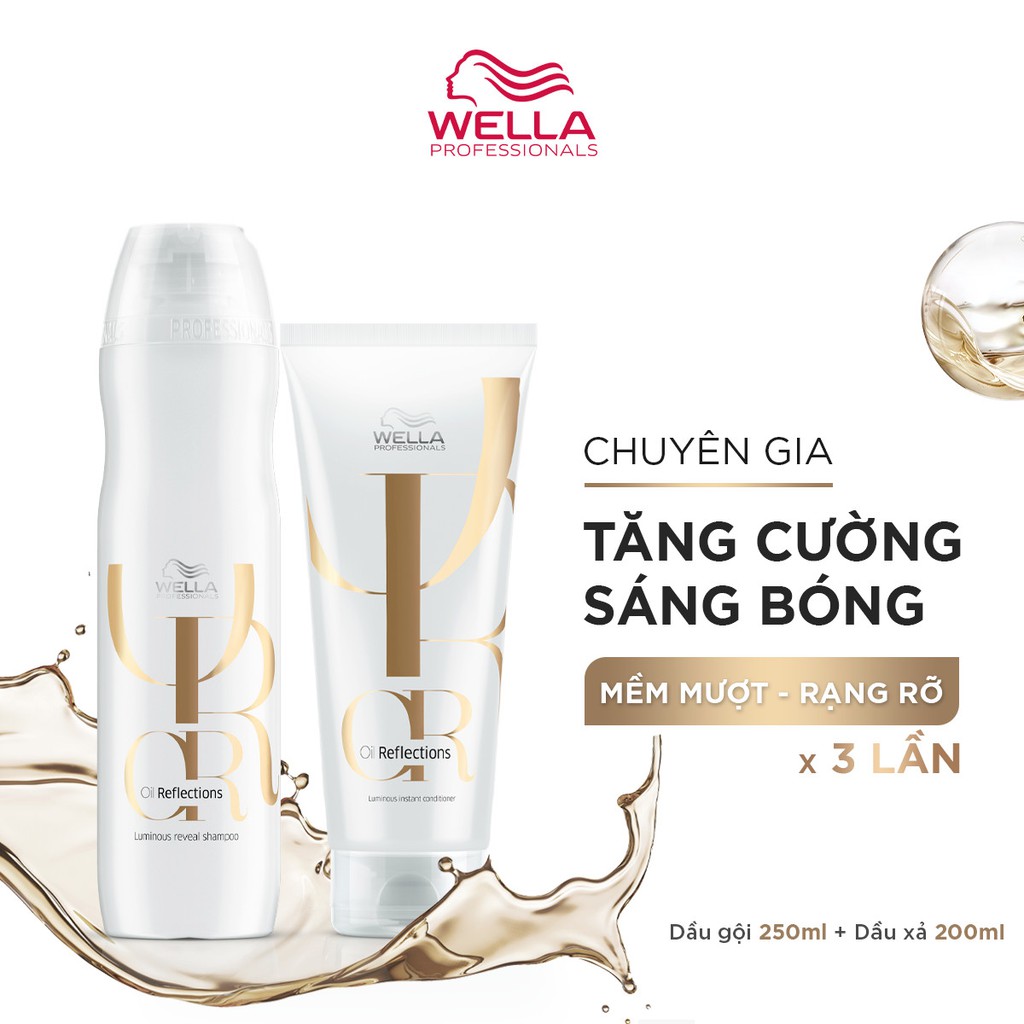 Bộ Dầu Gội Xả Wella Oil Giúp Tóc Suôn Mượt, Sáng Bóng, Phục Hồi Độ Ẩm Reflections Luminous