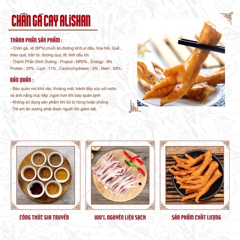 Chân gà cay việt Nam hãng Alishan, ủ vị xì dầu tỏi ớt siêu ngon, hương vị tứ xuyên