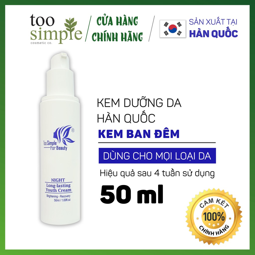 Kem tone up dưỡng trắng đêm Too Simple For Beauty 50 ml