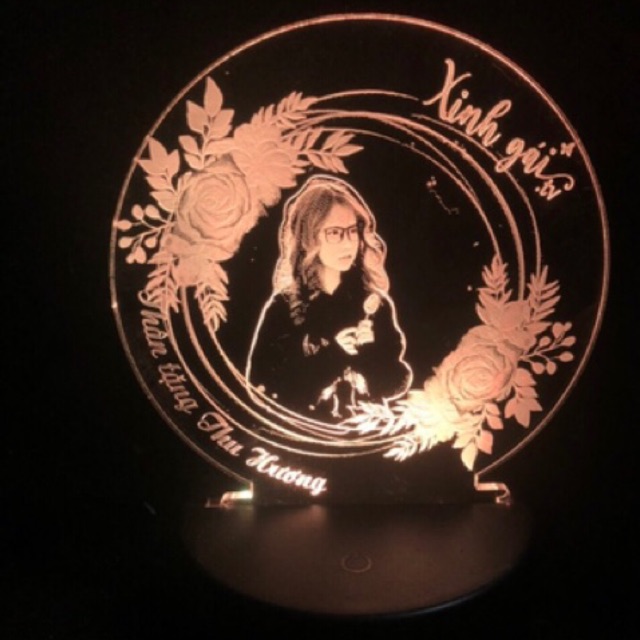 Đèn Led 3d Khắc Hình Ảnh Nội Dung Theo Yêu Cầu - 7-16 màu tự động