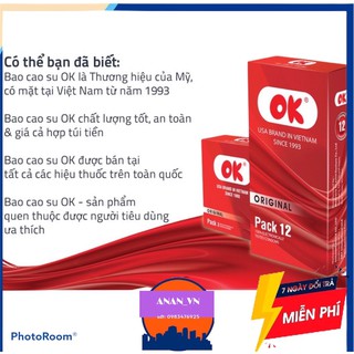 [TẶNG 2 KHI MUA 1] Bao cao su gia đình  OK @freeship@ chính hãng 100% hộp 12 cái( che tên khi giao)