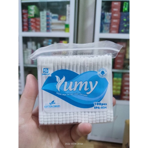 Tăm bông Yumy người lớn, trẻ em gói 100 que