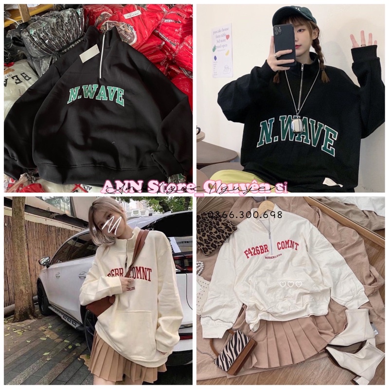 Áo nỉ polo cổ zip kéo khoá nỉ ngoại dày xịn (annstore_ảnh thật)