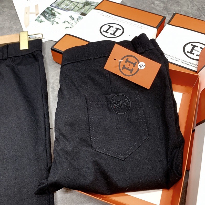 Legging 2 Khuy lưng cao kèm hộp màu cam.