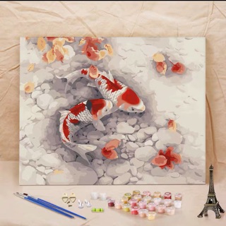 Có sẵn_ tranh sơn dầu số hoá🎨 Cá chép Koi