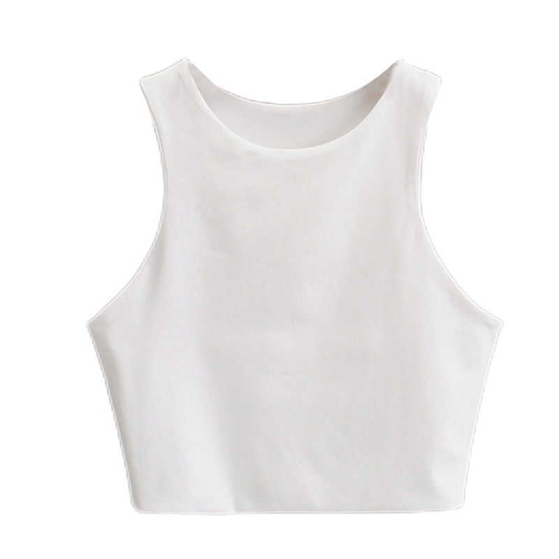 Áo Croptop Sát Nách Cổ Tròn Màu Trơn Thời Trang Mùa Hè Cho Nữ