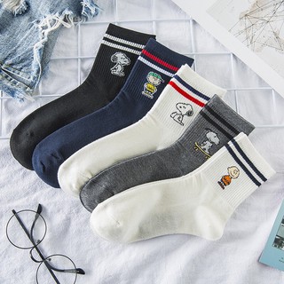 tất hai sọc snoopy cao cổ