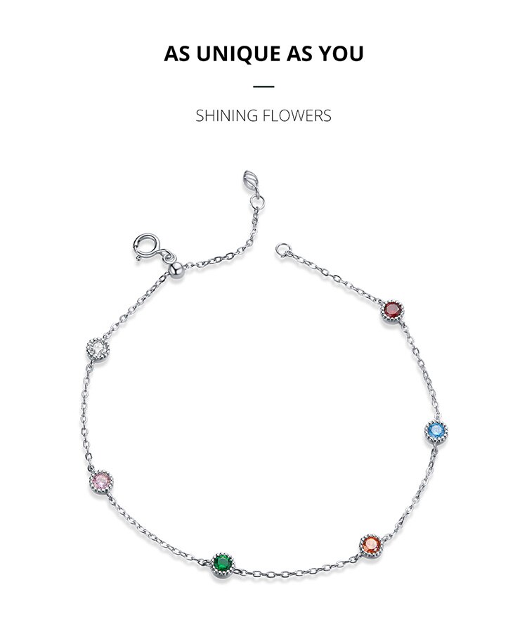 Vòng Tay Bamoer SCB184 Bằng Bạc 925 Cao Cấp Không Gây Dị Ứng Đính Đá Nhiều Màu Thời Trang Mùa Hè Cho Nữ