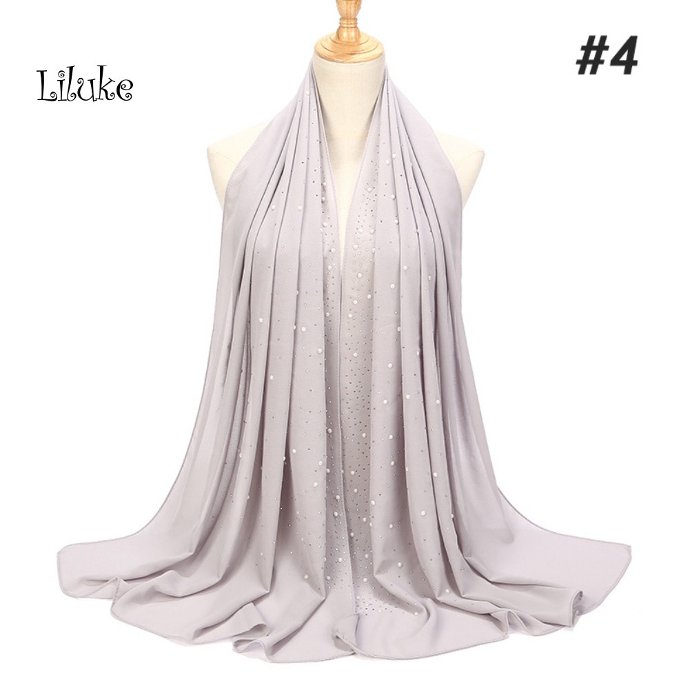 Khăn trùm đầu đính ngọc trai giả phong cách Hồi Giáo cho nữ