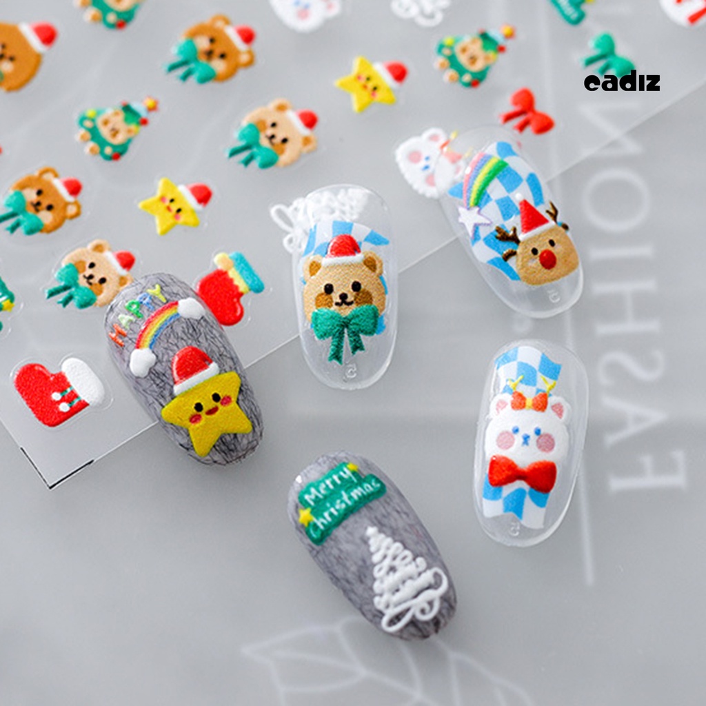 Miếng Dán Trang Trí Móng Tay Họa Tiết Giáng Sinh 5D Siêu Mỏng