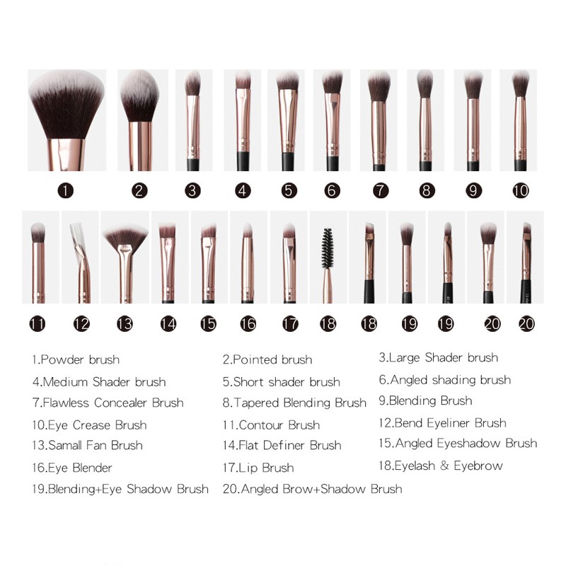 Bộ cọ makeup cá nhân Maange 20 cây có bao cọ kèm theo