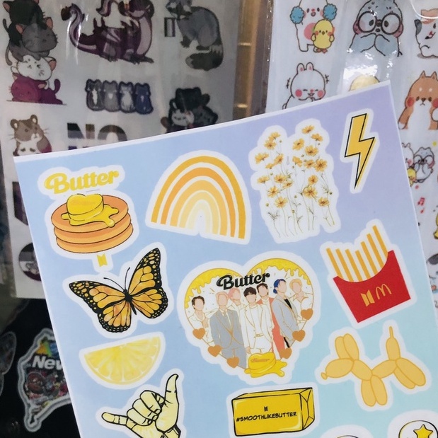 Set Sticker BTS Butter Theme Dán Mũ Bảo Hiểm, Laptop, Máy Tính Cầm Tay Casio, Điện Thoại,... Bền bỉ - kháng nước