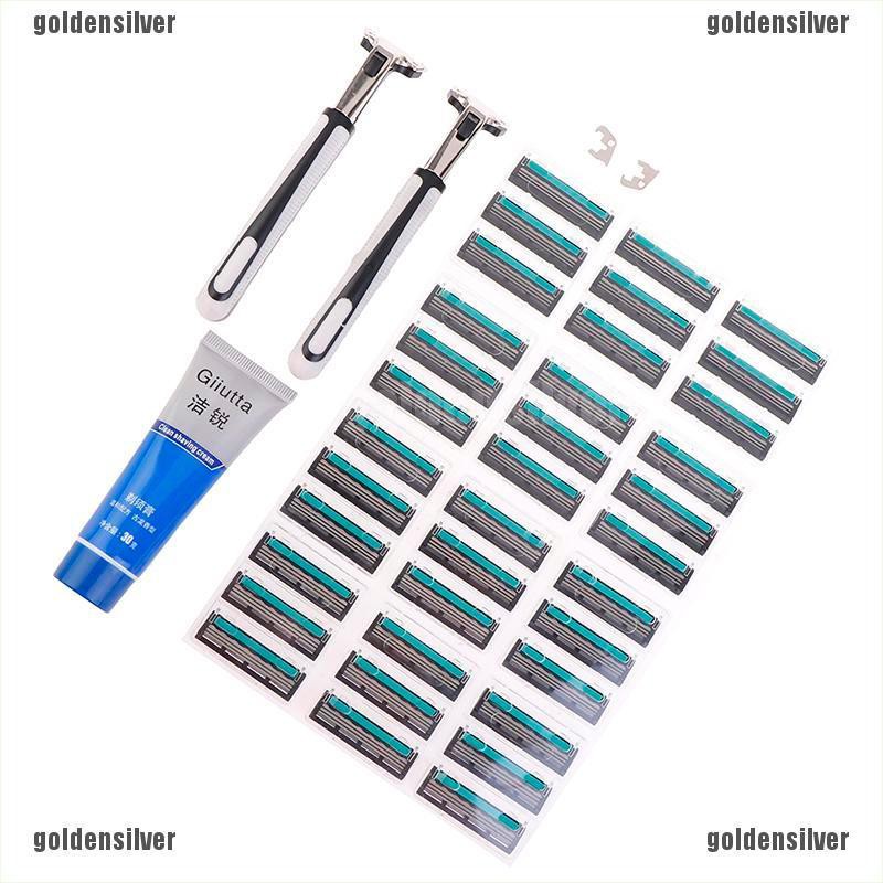 (Hàng Mới Về) Set 40 Lưỡi Dao Cạo Râu Gillette 3 Màu Vàng Cho Nam