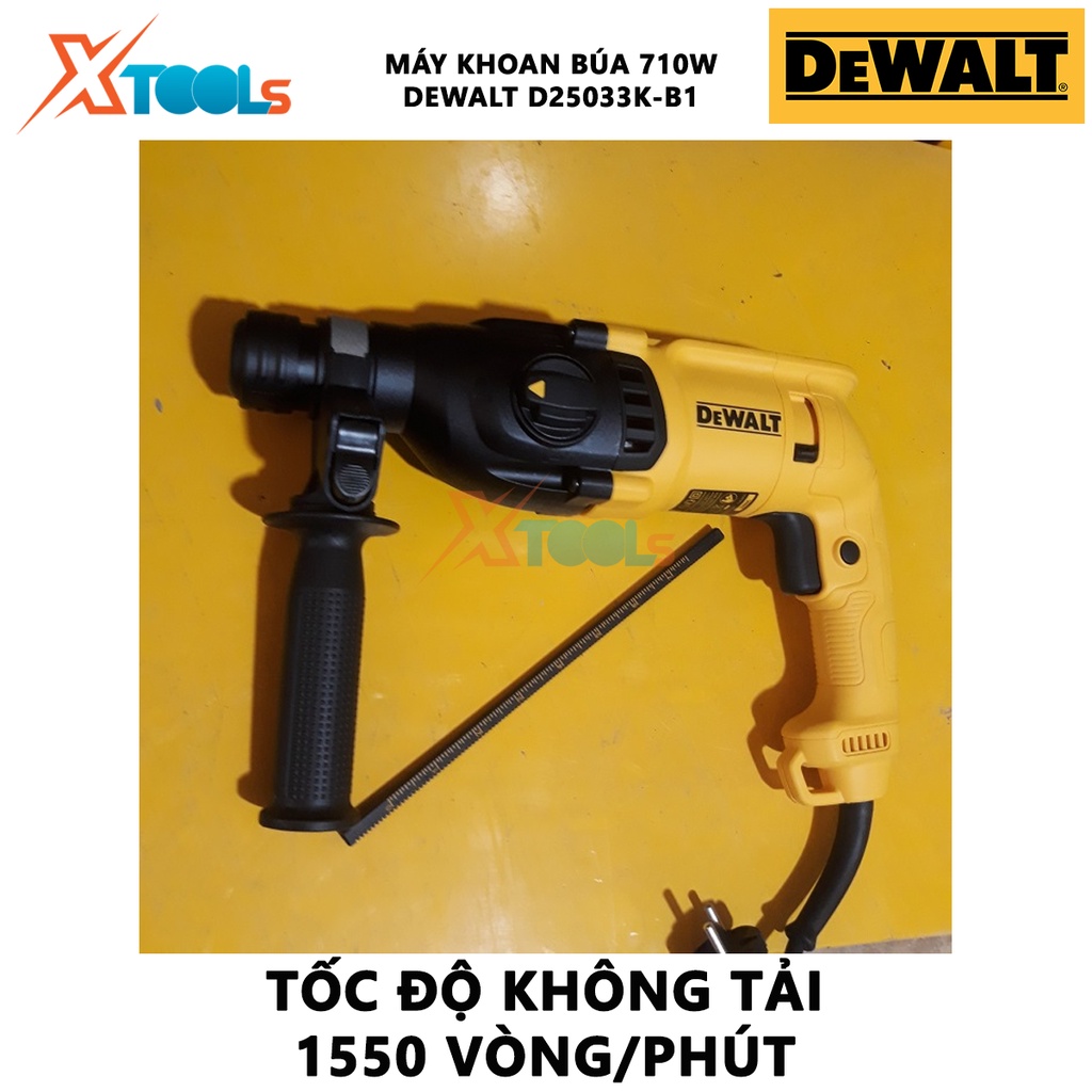 Máy khoan bê tông cầm tay DEWAKT D25033K-B1 Máy khoan búa 3 chức năng Công suất 710W, đục phá tường, bê tông mạnh mẽ