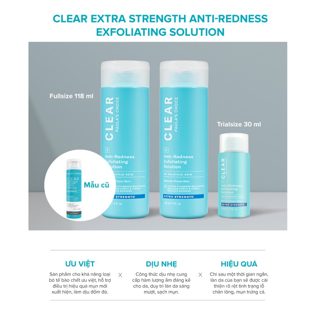 Tẩy da chết Clear Regular Strength Anti-Redness Exfoliating Solution With 2% Salicylic Acid