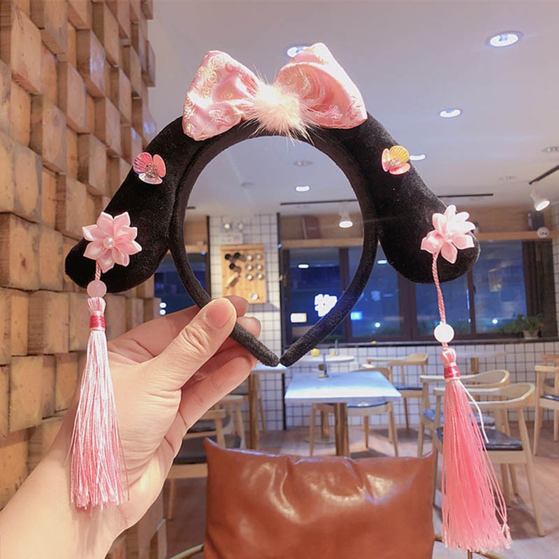 Băng Đô Cài Tóc Phối Tua Rua Phong Cách Trung Hoa Cho Bé Gái