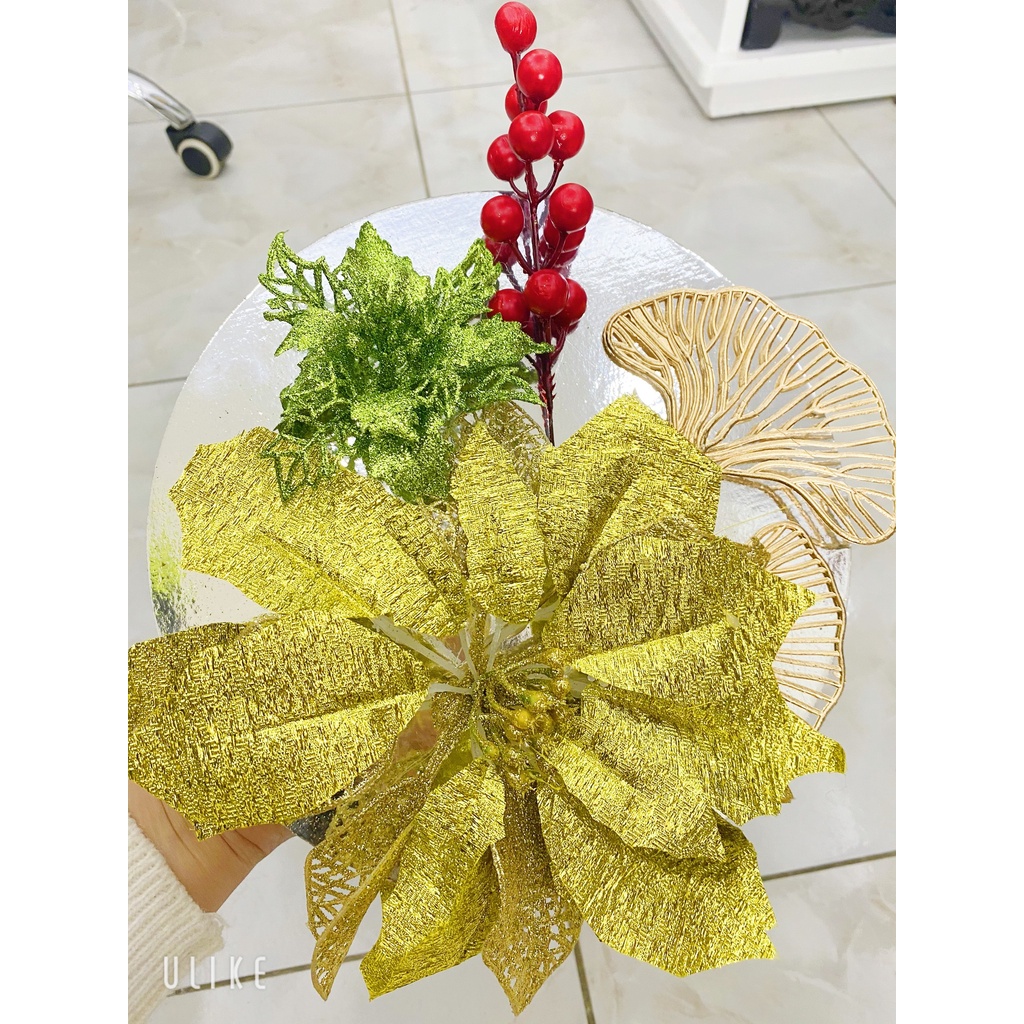 Sét phụ kiện hoa lá cành trang trí oản,tháp bánh,bia và nước ngọt thờ tết,đi lễ