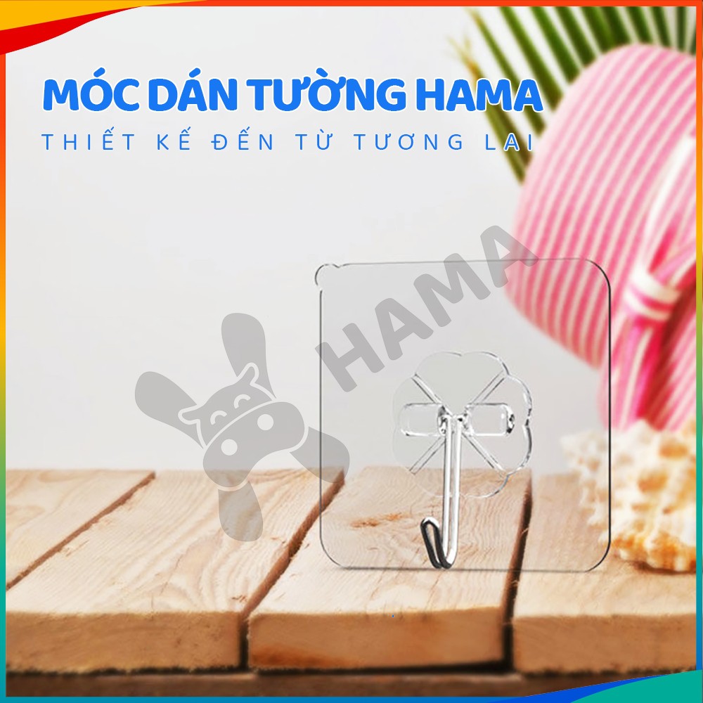 Móc dán tường chịu lực HAMA, siêu dính, siêu chắc, trong suốt, 60❌60 mm | GD_MT_001