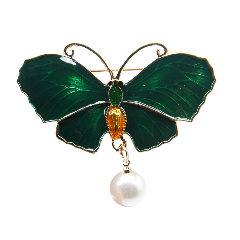 Ghim cài áo hình con bướm đính ngọc trai giả thời trang cho nữ