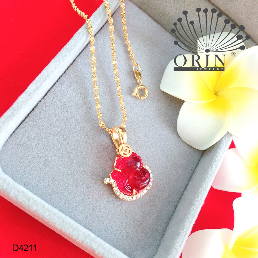Dây chuyền nữ dạng xoắn mặt hồ ly màu đỏ đính đá thiết kế bền màu cao cấp Orin D4211