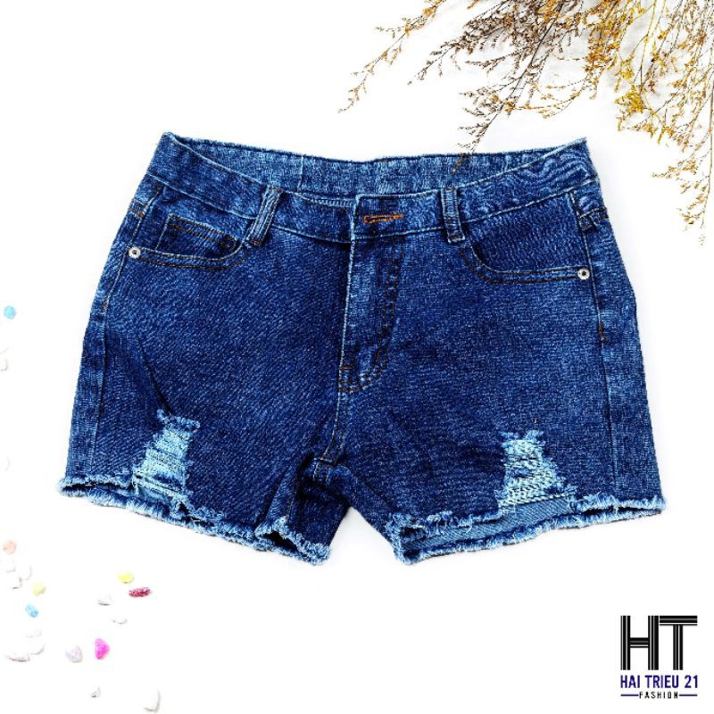 quần short jean nữ wash, rách