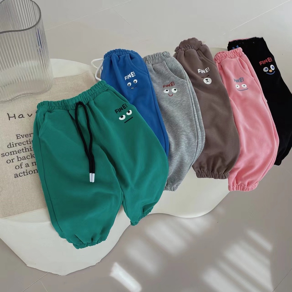 (8-30kg)Quần dài Nỉ da cá Đôi Mắt cho bé trai bé gái diện thu đông siêu dễ thương cá tính