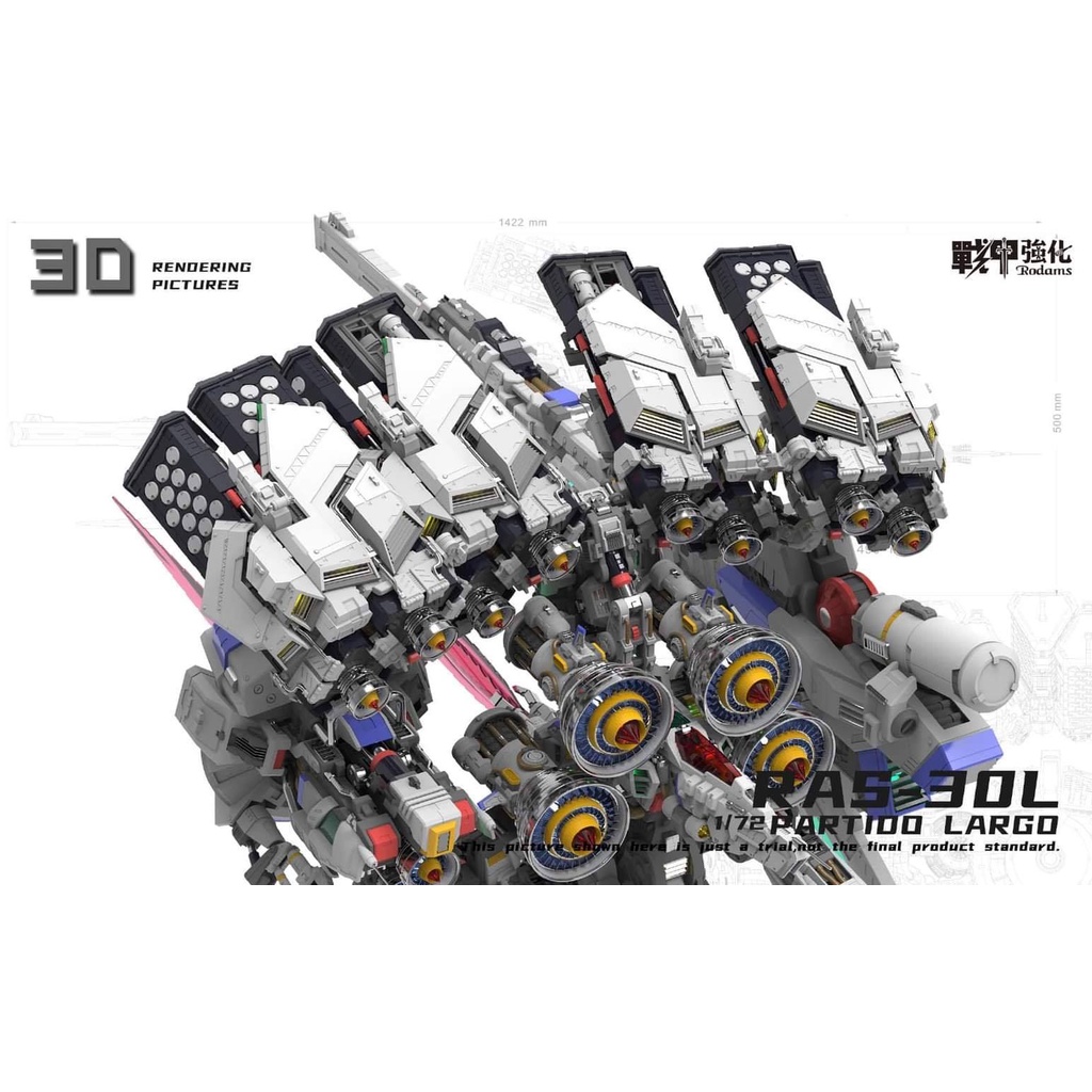 Mô hình lắp ráp Gundam 1/72 Rx78 GP03 Dendrobium / 1/72 Rodams RAS-30L PARTIDO LARGO dài 150cm