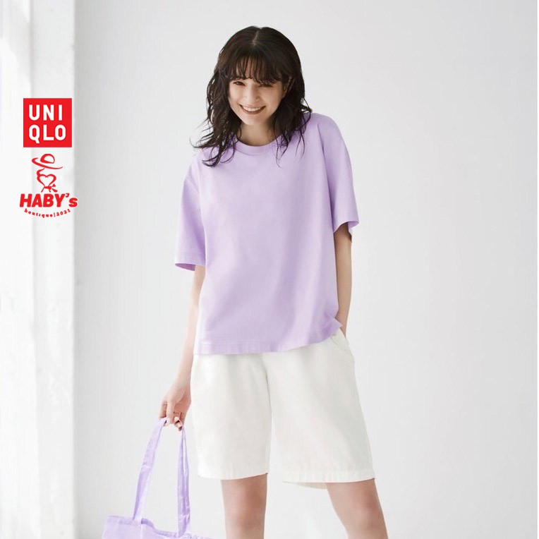 Áo phông/thun Nữ - Airism Cotton Over Crew Neck T-Shirt (short sleeves) (UNIQLO chính hãng) ❤️