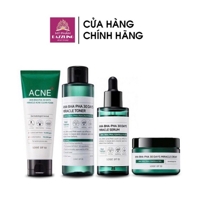 Bộ 4 Sản Phẩm Dưỡng Da Giảm Mụn Some By Mi AHA-BHA-PHA 30 Days Miracle Fullsize