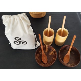SET Ly tre Chén dừa Love Natural .