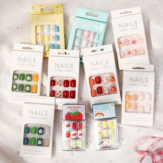 Móng tay giả nail box mẫu họa tiết đơn giản (bộ 24 móng) 💖 SẴN KEO DÁN 💖