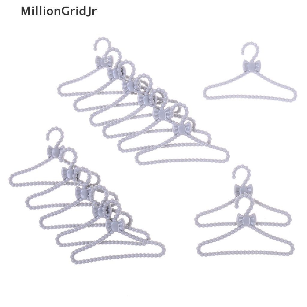 MLG 20pcs mini gray hangers bowknot design dollhouse dress clothes accessories JR