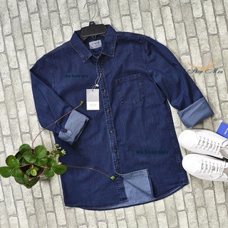 Áo khoác jean nam Denim cao cấp dài tay vải nhập Hàn Quốc chuẩn sơ mi xuất khẩu mẫu mới nhất 2020
