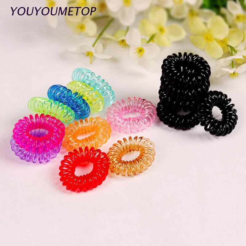 Bộ 10 dây buộc tóc hình lò xo co giãn tốt trong suốt