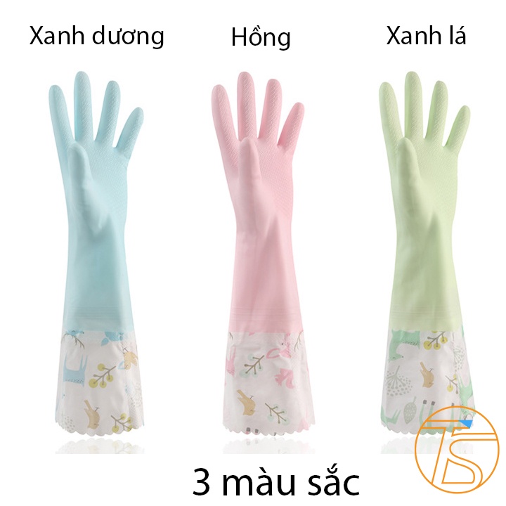 Bao Tay Rửa Bát Chén Nhà Bếp Cao Su Dày 2 Lớp Dài 48cm Tiện Lợi Giặt Giũ Quần Áo, Vệ Sinh Lau Chùi